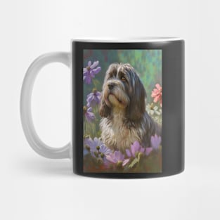 Petit Bassett Griffon Vendeen Dog in Flower Garden Card Mug